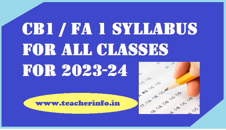 CBA1 FA1 syllabus for all classes 2023-24