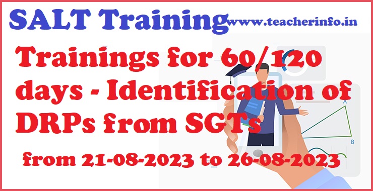 SALT Trainings for 60/120 days. Identification of DRPs from SGT Teachers