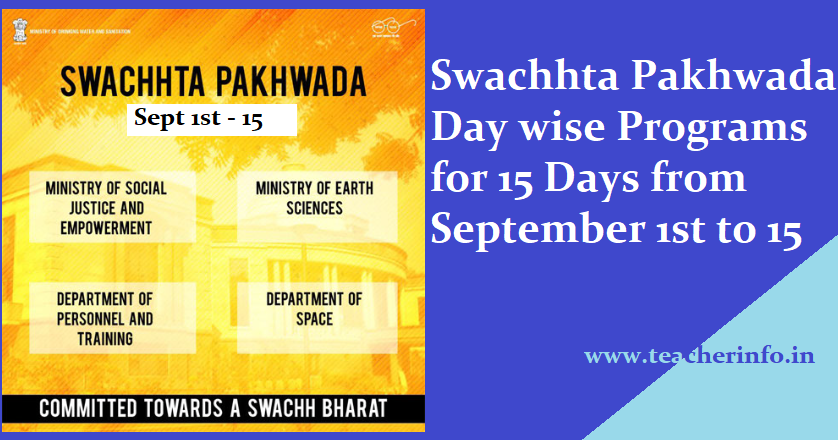 Swachhta Pakhwada – 15 days schedule and activities –  upload link