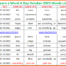 Learn  a Word a Day – October 2023 words list