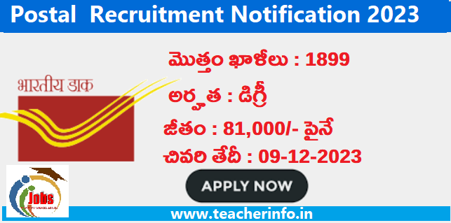 డిగ్రీ అర్హతతో పోస్టల్ శాఖలో 1899 పోస్టుల భర్తీ.. అర్హులు వీళ్ళే ..