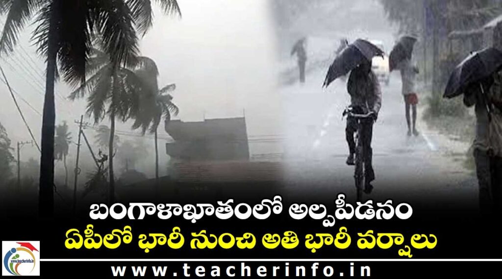 బంగాళాఖాతంలో అల్పపీడనం: ఏపీలో భారీ నుంచి అతిభారీ వర్షాలు.