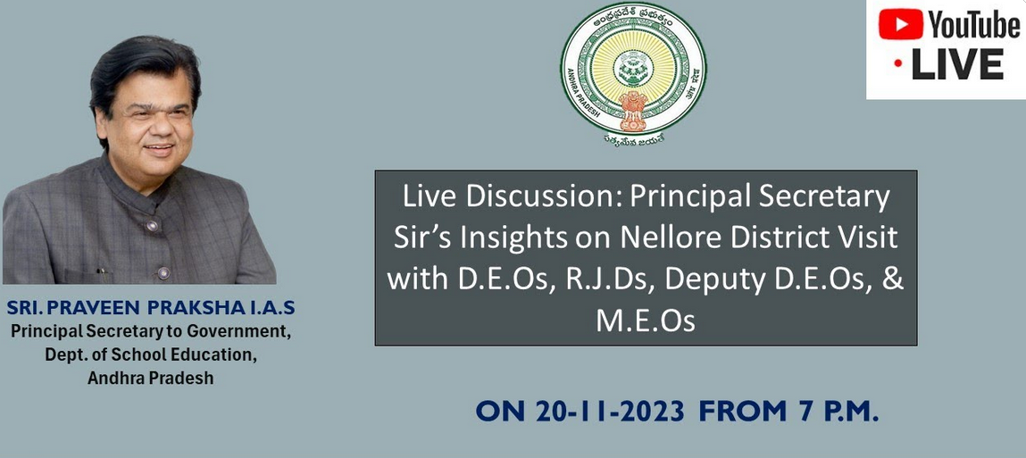 Principal Secretary Praveen Prakash live youtube on November 20 at 7 PM. direct link