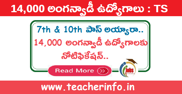 ఏడు / పదవ తరగతి  తో   14,000 అంగన్వాడీ ఉద్యోగాల‌కు నోటిఫికేష‌న్‌..