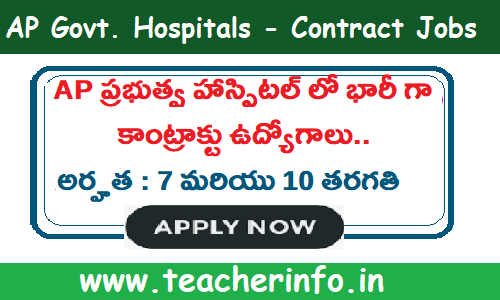 AP ప్రభుత్వ హాస్పిటల్ లో భారీ గా కాంట్రాక్టు ఉద్యోగాలు.. 7 మరియు 10 తరగతి తో..