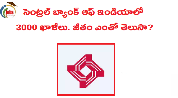 సెంట్రల్ బ్యాంక్ ఆఫ్ ఇండియాలో 3000 ఖాళీలు. జీతం ఎంతో తెలుసా?